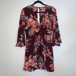 Billabong Floral Dress with Bell Sleeves